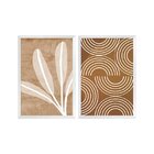 Kit 2 Quadros Decorativos Boho Bege Formas Minimalista