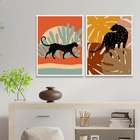 Kit 2 Quadros Decorativos Boho - Leopardos 33x24cm Moldura Br