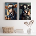 Kit 2 Quadros Decorativos Boi Fashion 45x34cm - Com Vidro Mol