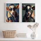 Kit 2 Quadros Decorativos Boi Fashion 45x34cm - Com Vidro Mol