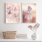 Kit 2 Quadros Decorativos Borboletas Soft rosadas 24x18cm Mol