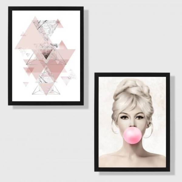 Kit 2 Quadros Decorativos Brigitte Bardot 33x24cm - Com Vidro