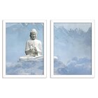 Kit 2 Quadros Decorativos Buda Montanhas