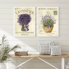 Kit 2 Quadros Decorativos Buquê De Lavanda 33x24cm - Com Vidr
