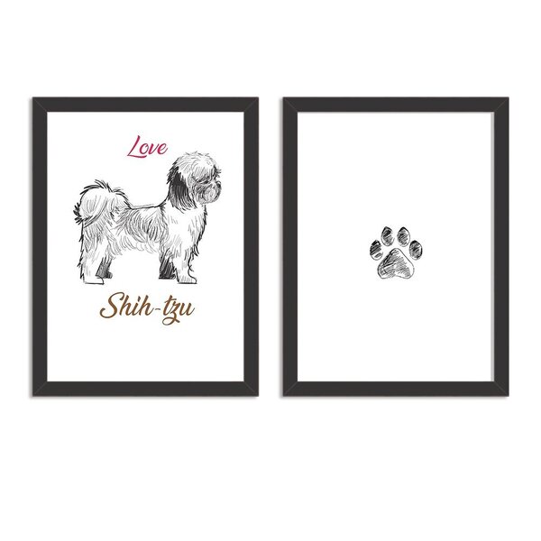 Kit 2 Quadros Decorativos Cachorro Shih Tzu