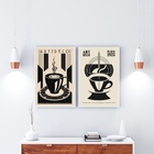 Kit 2 Quadros Decorativos Café - Art Deco 33x24cm Moldura Pre