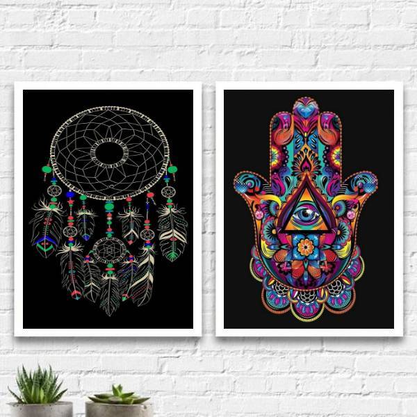 Kit 2 Quadros Decorativos Cantinho Zen 24x18cm Moldura:madeir