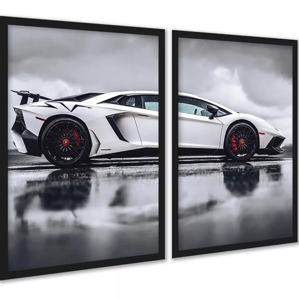 Kit 2 Quadros Decorativos Carro De Luxo Esportivo 24x18cm - C