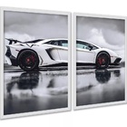 Kit 2 Quadros Decorativos Carro De Luxo Esportivo 33x24cm - C