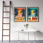 Kit 2 Quadros Decorativos Carros Na Praia 45x34cm Moldura:mad