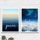 Kit 2 Quadros Decorativos Céu E Mar 45x34cm - Com Vidro Moldu