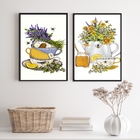 Kit 2 Quadros Decorativos Chá Com Mel 45x34cm - Com Vidro Mol