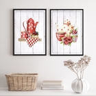 Kit 2 Quadros Decorativos Chá E Café Poá Vintage 45x34cm Mold