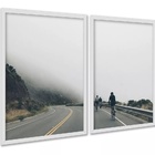 Kit 2 Quadros Decorativos Ciclistas Na Estrada 33x24cm Moldur