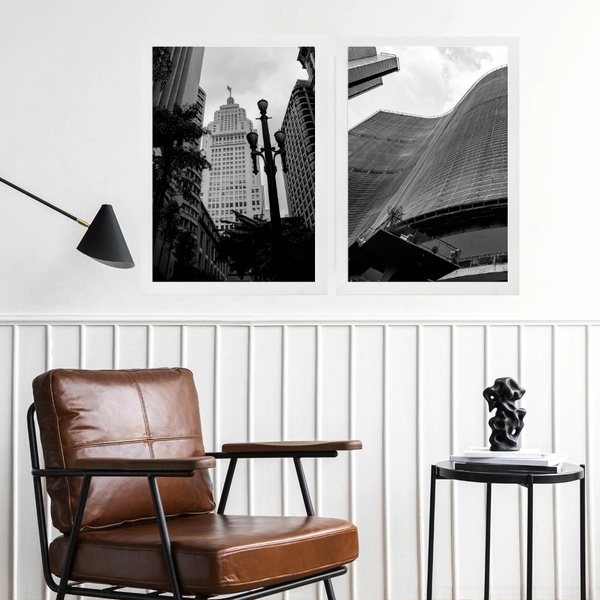 Kit 2 Quadros Decorativos Cidade De São Paulo 24x18cm Moldura