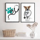 Kit 2 Quadros Decorativos Clinica Veterinária 33x24cm - Com V