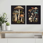 Kit 2 Quadros Decorativos Cogumelos 33x24cm Moldura:madeira B