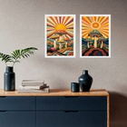 Kit 2 Quadros Decorativos Cogumelos Mágicos 45x34cm Moldura B