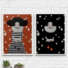 Kit 2 Quadros Decorativos Colombina 33x24cm Moldura:madeira P