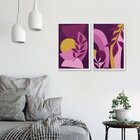 Kit 2 Quadros Decorativos Com Moldura Folhas Formas Sala