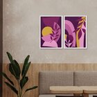 Kit 2 Quadros Decorativos Com Moldura Folhas Formas Sala