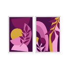 Kit 2 Quadros Decorativos Com Moldura Folhas Formas Sala