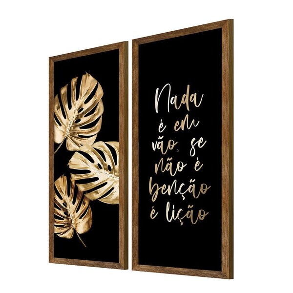 Kit 2 Quadros Decorativos Com Moldura Frases Folhas Quarto | Leroy Merlin