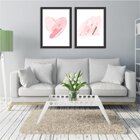 Kit 2 Quadros Decorativos Coração Triangulo Rosa