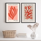 Kit 2 Quadros Decorativos Corais De Matisse 33x24cm - Com Vid