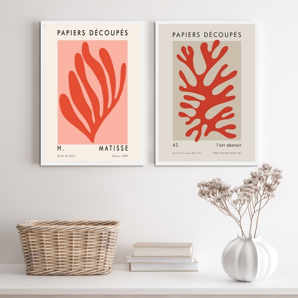 Kit 2 Quadros Decorativos Corais De Matisse 45x34cm - Com Vid
