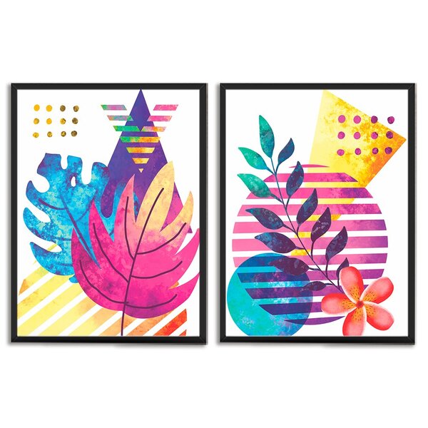 Kit 2 Quadros Decorativos Costela De Adão E Ramo Colorido