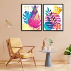 Kit 2 Quadros Decorativos Costela De Adão E Ramo Colorido