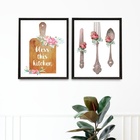 Kit 2 Quadros Decorativos Cozinha Abençoada 24x18cm Moldura:m