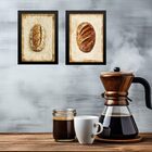 Kit 2 Quadros Decorativos Cozinha Pães 45x34cm Moldura Branca
