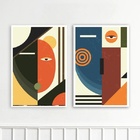 Kit 2 Quadros Decorativos Cubismo Abstrato 24x18cm - Com Vidr