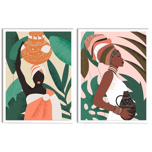 Kit 2 Quadros Decorativos Cultura Africana