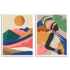 Kit 2 Quadros Decorativos Cultura Africana Montanhas