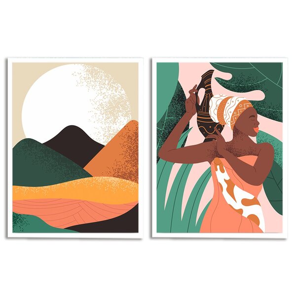 Kit 2 Quadros Decorativos Cultura Africana Natureza