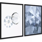 Kit 2 Quadros Decorativos Diamantes 45x34cm Moldura Branca
