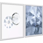 Kit 2 Quadros Decorativos Diamantes 45x34cm Moldura Branca