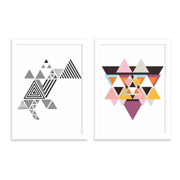 Kit 2 Quadros Decorativos Escandinavo Geométrico