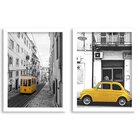 Kit 2 Quadros Decorativos Europa Yellow Car