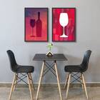 Kit 2 Quadros Decorativos Figurativos Vinho 45x34cm - Com Vid