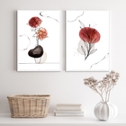 Kit 2 Quadros Decorativos Flor E Folha- Manchas Aquarela 33x2