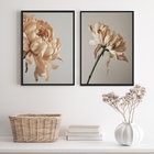 Kit 2 Quadros Decorativos Florais Bege E Cinza 45x34cm Moldur