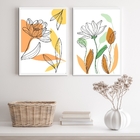 Kit 2 Quadros Decorativos Flores Soft aquarela 24x18cm Moldur