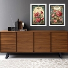 Kit 2 Quadros Decorativos Flores Vintage 45x34cm Moldura Bran