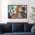 Kit 2 Quadros Decorativos Folhagens Moderno Sala