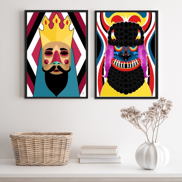 Kit 2 Quadros Decorativos Folia De reis 33x24cm - Com Vidro M