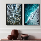 Kit 2 Quadros Decorativos Fotografias Árvores E Mar 45x34cm -